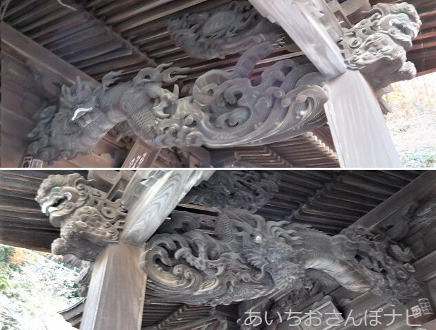 愛知県春日井市内々神社の拝殿の彫刻